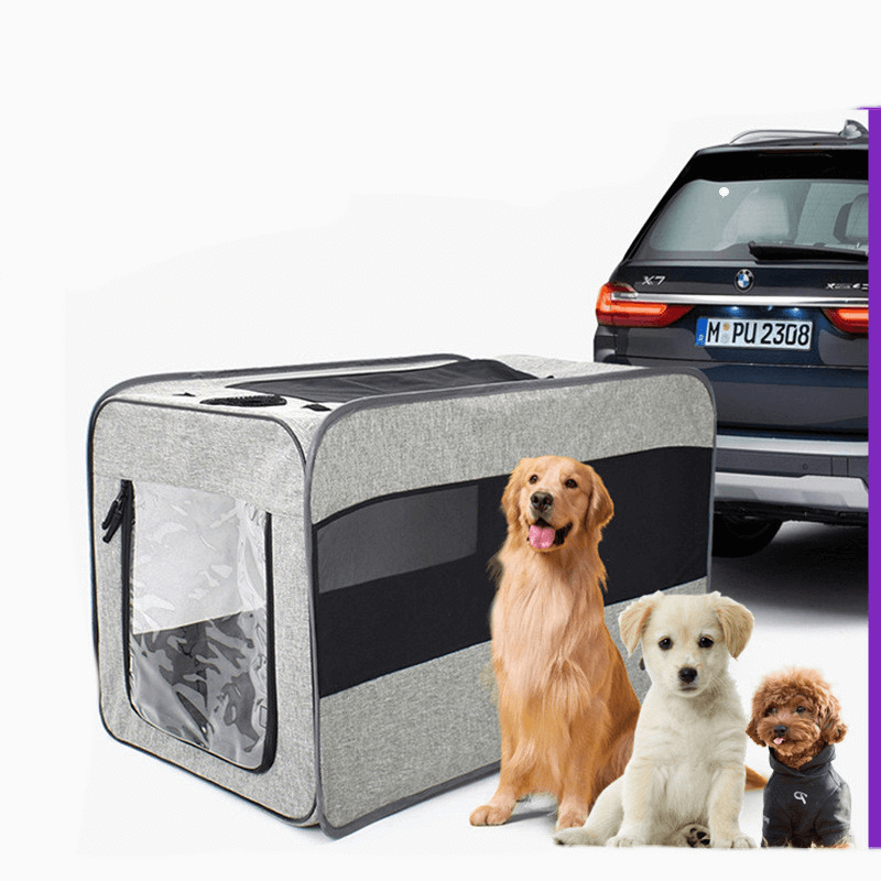 Dog Crate For Car Travel | Pet Cage With Locking Safety Zippers