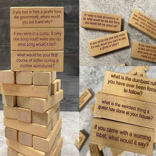 Ice Breaker Questions Tumbling Tower Game (54Pcs)